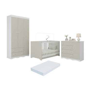 Imagem de Quarto de Bebê Completo com Berço Americano 3 em 1 Colchão Incluso Realeza Multimóveis MP4607