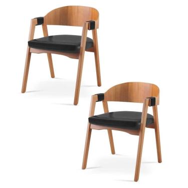 Imagem de Kit 2 Cadeiras para Sala de Jantar Luna Preto/Mel