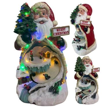 Imagem de Enfeite Natal Papai Noel Arvore Natalino Som Luz Led Sku Giratorio Iluminaçao Decoraçao Loja Casa Vitrine Enfeite