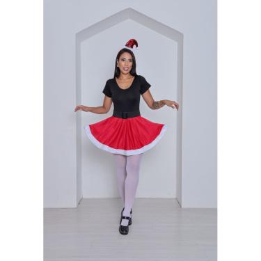 Imagem de Saia Mamãe Noel Adulto Fantasia Natalina Duende Ajudante de Papai Noel Feminina Noelete Roupa para Noite de Natal