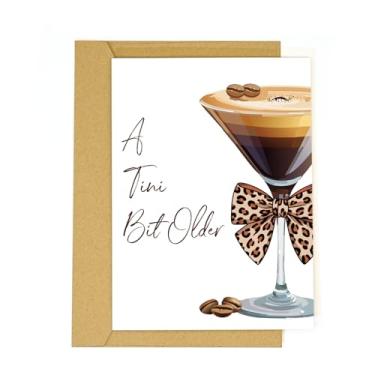 Imagem de tiangqiwoole Cartão de aniversário Espresso Martini - Cartão engraçado de café e coquetel para mulheres melhor amiga irmã filha esposa-Um presente de aniversário mais velho Tini Bit (estampa de