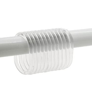 Imagem de EVIDECO Anéis de cortina de chuveiro 2201101 ganchos de plástico cor sólida e clara conjunto de 12 (transparente)