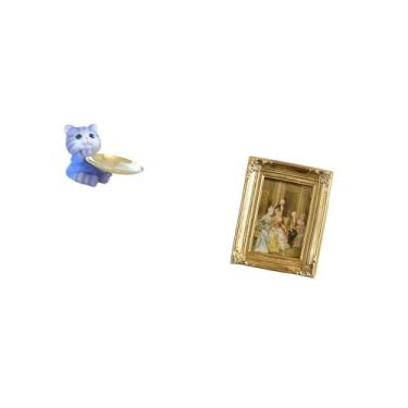 Imagem de Fenteer Bandeja de Escultura de Gato de Resina Moderna E Suporte para Moldura de Foto para Mesa de Jantar, Armário, Prateleira, Joias, Lanches, Mesa, Exibição