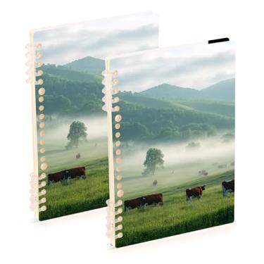 Imagem de Burbuja Cadernos Cows in Pasture, papel pautado universitário A5 com 60 folhas, fichário para escritório, 2 unidades