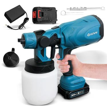 Imagem de Pistola de Pulverização Elétrica 36V Sem Fio, Tanque 1000ml com 2 Baterias e Carregador, para Pintura de Móveis, Paredes e Projetos Domésticos