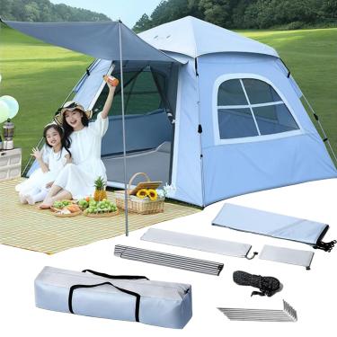 Imagem de NRNQMTFZ Barraca de acampamento familiar, barraca de cúpula para 4-6 pessoas, barraca de acampamento pop-up - bolsa removível para transporte e mosca de chuva - fácil de montar - ótimo para