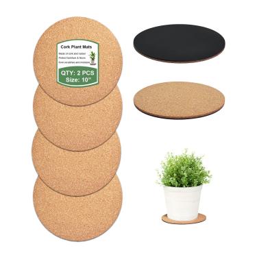 Imagem de vensovo Tapete de cortiça para plantas de 25 cm – 2 porta-copos grandes de cortiça para plantas de casa, vasos de flores para ambientes internos e externos, porta-copos de cortiça para bebidas artesanais
