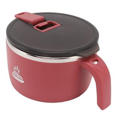 Imagem de aqxreight Tigela de MacarrãO Instantâneo de AçO Inoxidável Tigela de MacarrãO de 900ml Com Tampa para Dormitório Estudantil Trabalhador de Escritório Vermelho Seja para Aquecer MacarrãO Fácil de