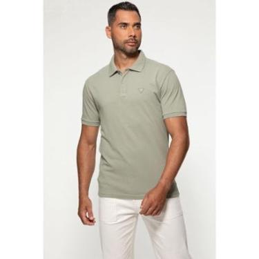 Imagem de Camisa Polo Guess Silk Gola Verde-Masculino