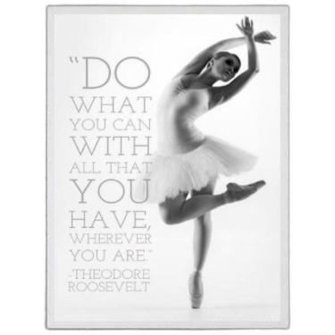 Imagem de Quadro Decorativo Bailarina Frase 24X18Cm Madeira Branca