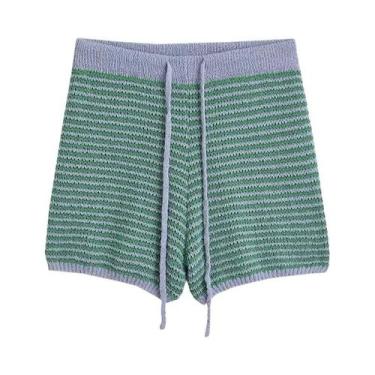 Imagem de KUCLUT-Shorts de malha de cintura alta para mulheres, terno fashion co