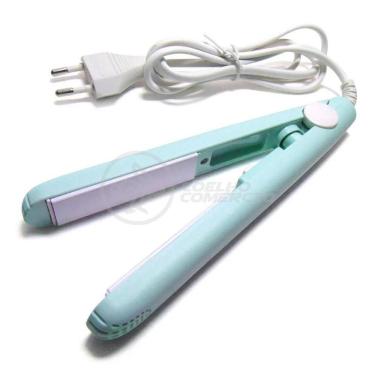 Imagem de Mini Chapinha Prancha Portátil 17Cm Bivolt Profissional Azul