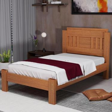 Imagem de Cama Marina Solteiro 100% MDF Estrado Reforçado Pés 9x5,4cm Cor:Natura