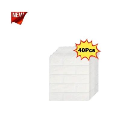 Imagem de Papel De Parede DIY 3D Retro Imitando Tijolos 38.5X35cm Autoadesivo À 