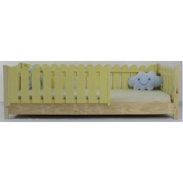 Imagem de Cama Montessoriana Solteiro Base Colorida Madeira Maciça Pinus - Pipok