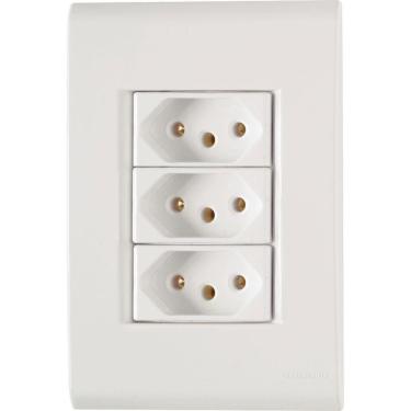 Imagem de Conjunto Liz Branco 4x2 com 3 Tomadas 2p+t de 10 Ampères E 250 Volts 57170076 Tramontina Cj.3 To