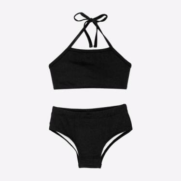 Imagem de Biquíni Liso Menina Infantil Proteção Solar Uv Praia Verão - Catarinen