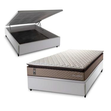 Imagem de Conjunto Box Baú Atlanta 138x188 Bege Espuma D45 King House