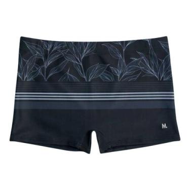 Imagem de Sunga Praia Boxer Estampada Mash Slim Não Aperta Microfibra, Preto, P