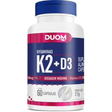 Imagem de Vitamina K2 + D3 Menaquinona-7 Colecalciferol 60 Cápsulas Duom