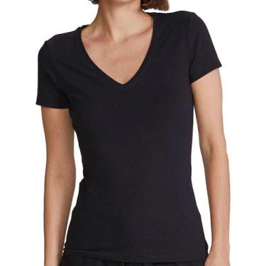 Imagem de Blusa Básica Feminina Decote V Hering - 02TQ, Preto, P