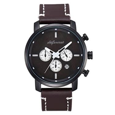 Imagem de Relógio de madeira para homens, relógio de pulso analógico de quartzo, pulseira de madeira feita à mão elegante com mostrador de data, relógio leve, presente masculino, preto