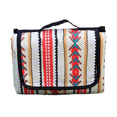 Imagem de Yajun Cobertor de piquenique à prova d'água, tapete de acampamento para família, tapete de praia dobrável e portátil, tapete de tecido Oxford estampado retrô para viagens ao ar livre, B, 300300 cm