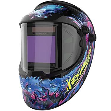 Imagem de YESWELDER Grande Visualização True Color Solar Powered Auto Escurecimento Capacete de Soldagem com Vista Lateral, 4 Arco Sensor Wide Shade 4/5-9/9-13 Máscara de Soldador para TIG MIG ARC Grinding Plasma LYG-Q800D-CP