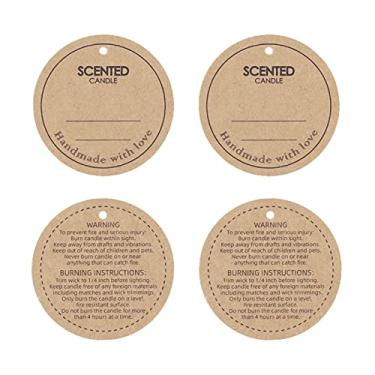 Imagem de CandMak Etiquetas para pendurar vela, 160 peças de 5 cm de diâmetro feitas à mão com etiquetas perfumadas de amor, etiquetas de aviso para fazer velas