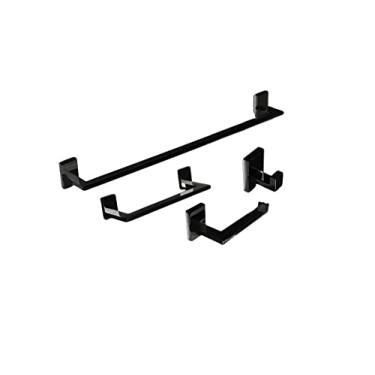 Imagem de Kit 4 Peças Acessórios Banheiro Quadrado Clean Preto Fosco