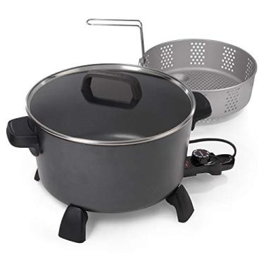Imagem de Presto 06009 Chaleira de cozinha de 10 litros XL Multi-Cooker, vaporizador e fritadeira, preta