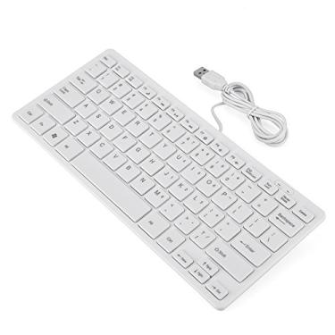 Imagem de Teclado de 78 teclas, mini teclado portátil, design antiderrapante Altamente sensível Ultra fino preto/branco para viagem de negócios de escritório em casa 28,5 * 12 cm(Branco)