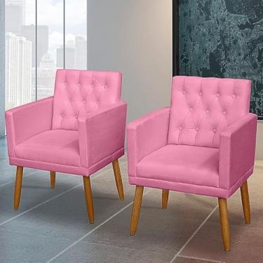 Imagem de Kit 2 Poltronas para Manicure Capitone Cadeira Decorativa Estofada Resistente Escritório Recepção MOBLAN decor (ROSA)