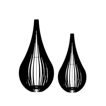 Imagem de Luminária de Chão CAPADÓCIA MDF Luminária - CORALISA, Preto, Kit com 2