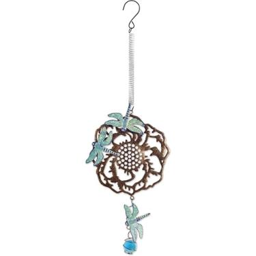 Imagem de Sunset Vista Designs Feito à mão - Decoração de jardim com libélulas e rosas, 39,4 cm de comprimento, pátina de cobre e azul