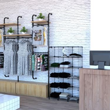 Imagem de Estante Colmeia Expositora 15 Nichos para Loja Prateleira de Aço 40cm Profundidade Preto