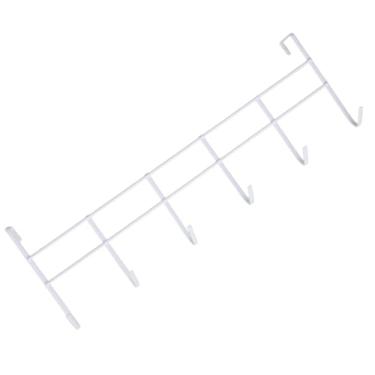 Imagem de Cabide De Porta 6 Ganchos Para Porta Pendurar Toalha Roupas Sem Furar Metal 45cm(Branco)