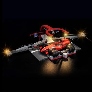 Imagem de Hilighting Kit de luz LED atualizado compatível com Lego F1 Pit Stop e Pit Crew com conjunto de construção de carro Ferrari, decoração de luzes compatível com Lego 60443 (modelo não incluído)