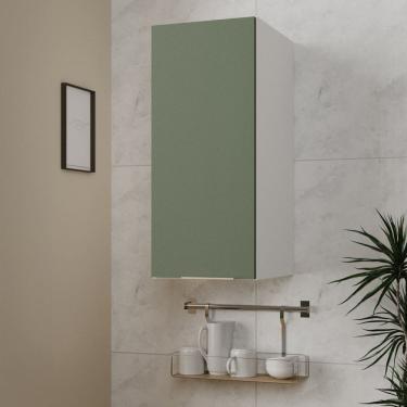 Imagem de Armário Aéreo 1 Porta 30cm Ipanema Cabecasa Madeiramadeira Verde Folha/Branco