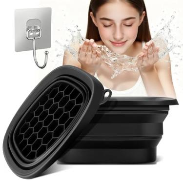 Imagem de Tigela facial para gelo com bandeja de gelo embutida, banheira de silicone dobrável para banho de gelo, cuidados com a pele com mergulho frio facial dobrável para água gelada em casa