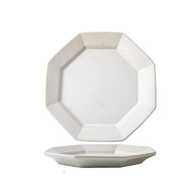 Imagem de Prato de serviço prato geométrico poligonal prato de cerâmica áspera prato feito à mão prato doméstico restaurante prato de sobremesa prato prato quadrado (cor: C)