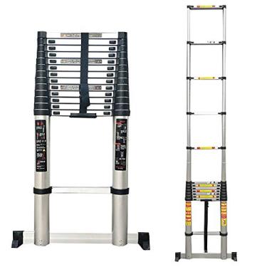 Imagem de OKUOKA Escadas, escada telescópica dobrável de alumínio com barra de suporte - Escadas extensíveis portáteis, escadas domésticas para uso diário ou de emergência/4,6 m