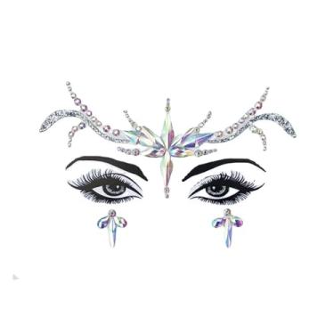 Imagem de Autocolantes de Cristal para Rosto e Corpo Bijuterias Faciais DIY Mascaras Diamantes Acrílico Pedras Preciosas Reutilizáveis com Camada Adesivo Anti-Alérgico Adequado Adultos 1 Peça