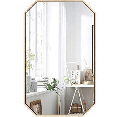 Imagem de Espelho de banheiro de ferro forjado nórdico espelho de maquiagem montado na parede espelho octogonal criativo espelho de comprimento total espelho de barbear espelho decorativo espelho de molho