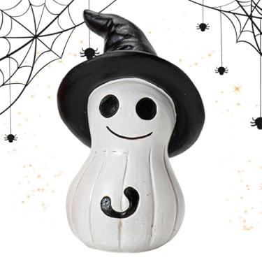 Imagem de Decoração de fantasma | Decoração de mesa fantasma com chapéu de bruxa - Estátua de resina para decoração de casa para dormitório, mesa, cozinha, hotel, sala de estar, festa, casa de fazenda