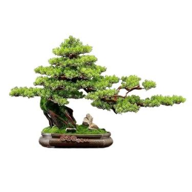 Imagem de KUYBTU Vaso de árvores artificiais plantspine árvore vasos plantas hotel interior chinês decorativo zen ornamentos entrada escritório decoração de mesa plantas artificiais bonsai