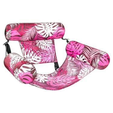 Imagem de Espreguiçadeira inflável – boia de espreguiçadeira de piscina, tapete flutuante, rede com padrão de plantas, jangada aquática para família, viagens ao ar livre, rio, férias, aniversário, acampamento