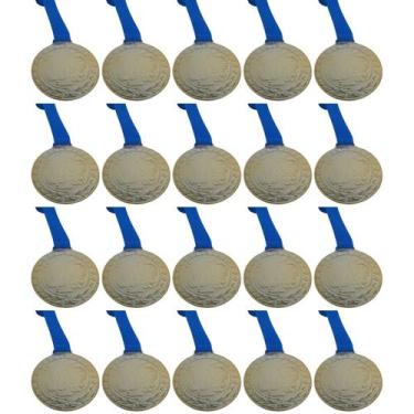 Imagem de Kit C/20 Medalhas de Ouro Prata ou Bronze Honra ao Merito C/Fita Azul 