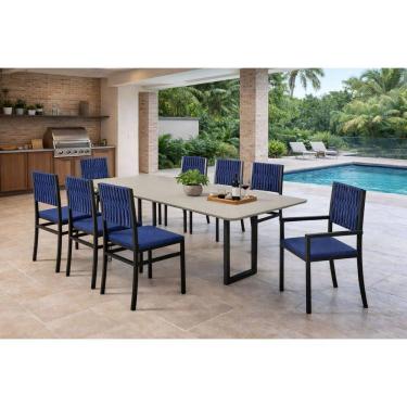 Imagem de Conjunto Gourmet náutica 8 cadeiras Elegance Solare-azul PTO