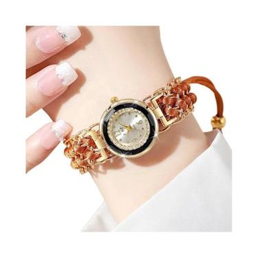 Imagem de Relógio feminino moda pulseira de corda trançada relógios de quartzo -
